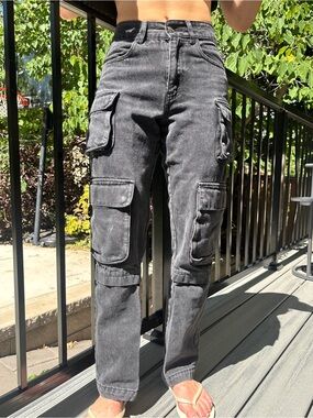 Women's Black Cargo Pants with Utility Pockets